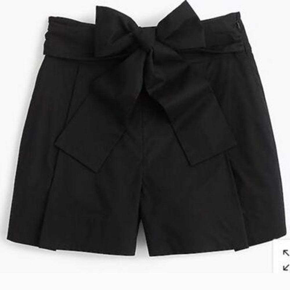 J. Crew NWT Womens Black Cotton Tie Waist Bow Shorts G4893 Size 2